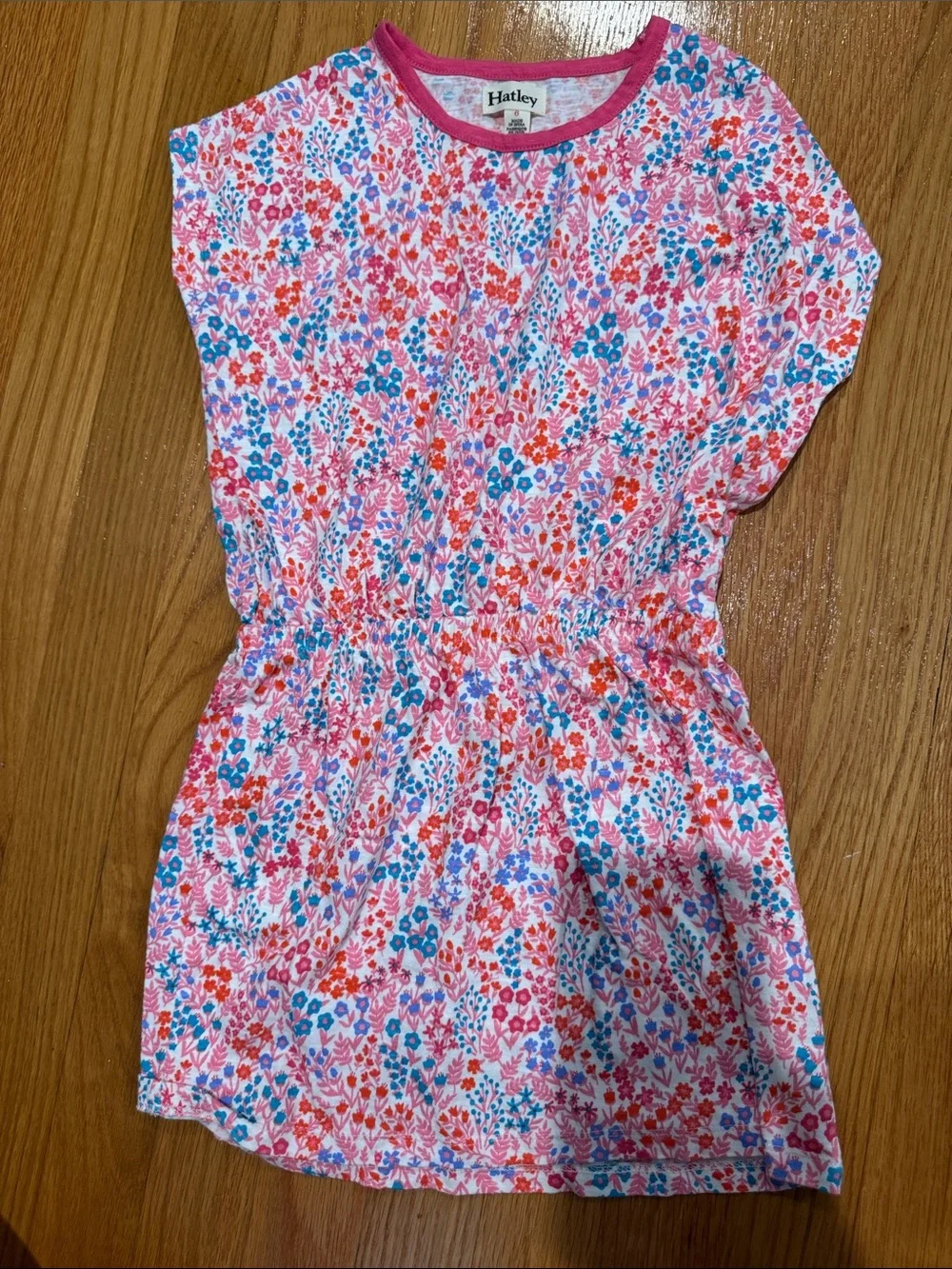Hatley Pink Floral Short-Sleeve Elastic-Waist Dress
